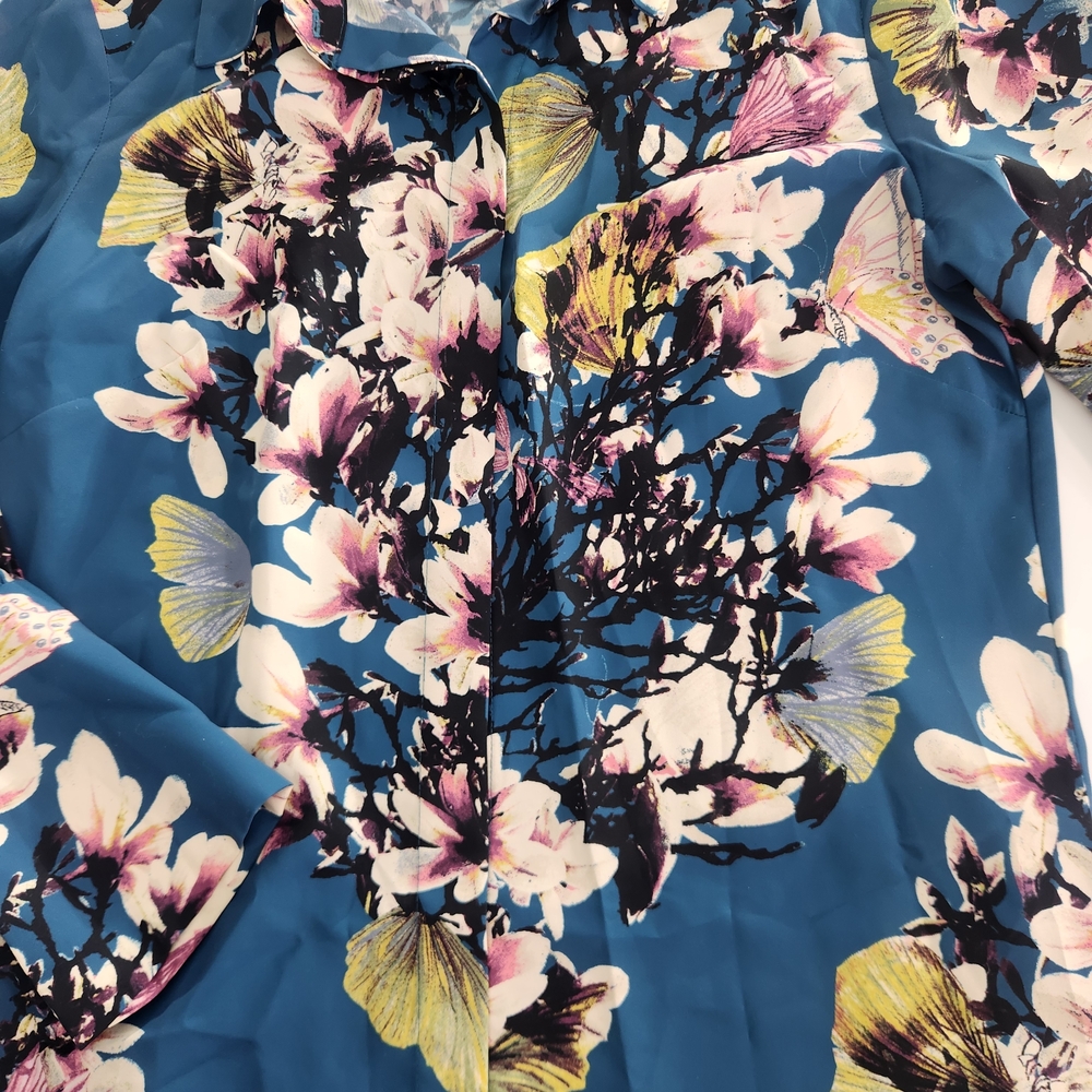 Natori Women's Top Shirt Size S Floral Button Up Long Sleeve Tea Color NWT 01 - Picture 7 of 16